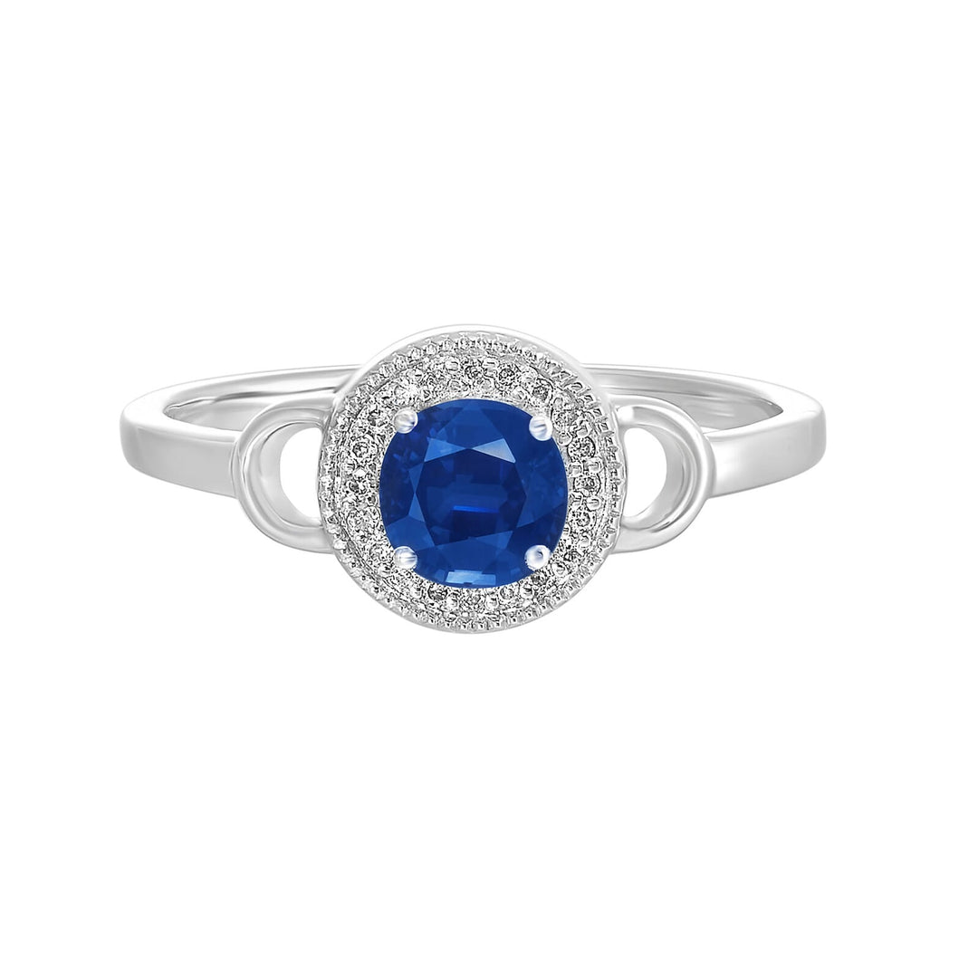 Silver Diamond 1/20Ctw & Sapphire 1/2Ctw Ring
