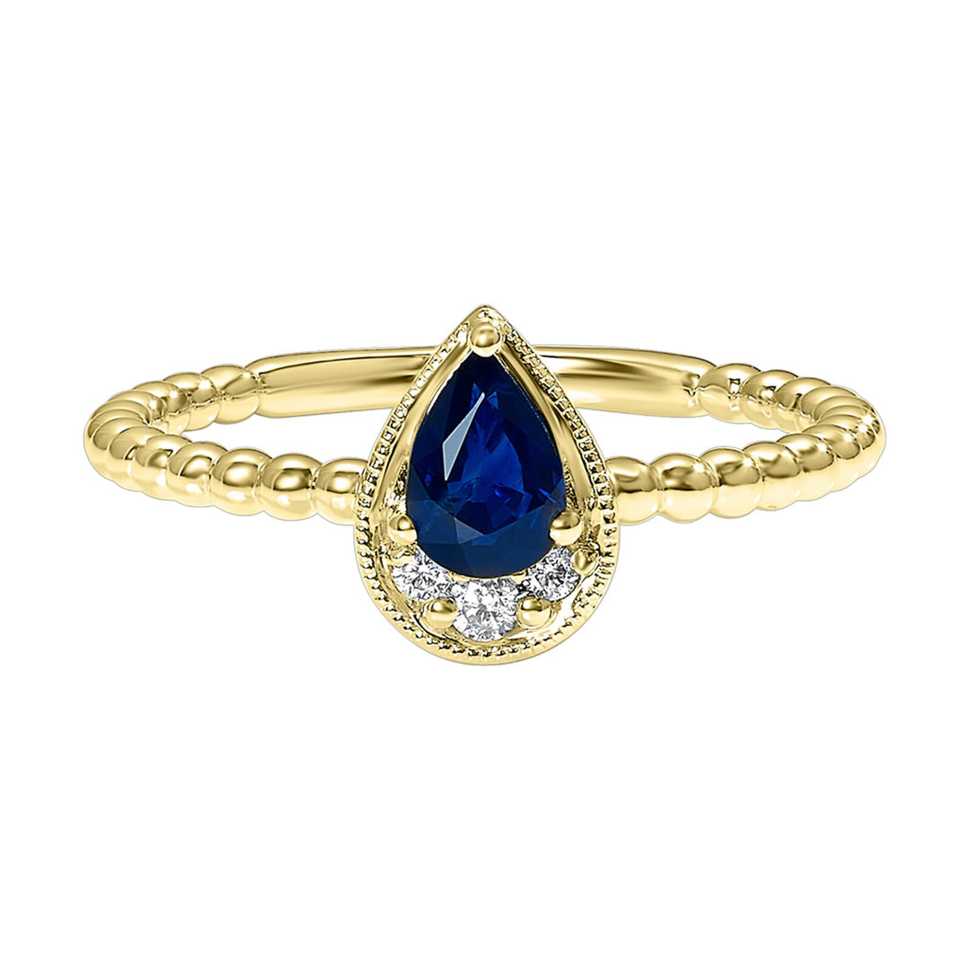14Kt Yellow Gold Diamond 1/20Ctw & Sapphire 1/2Ctw Ring