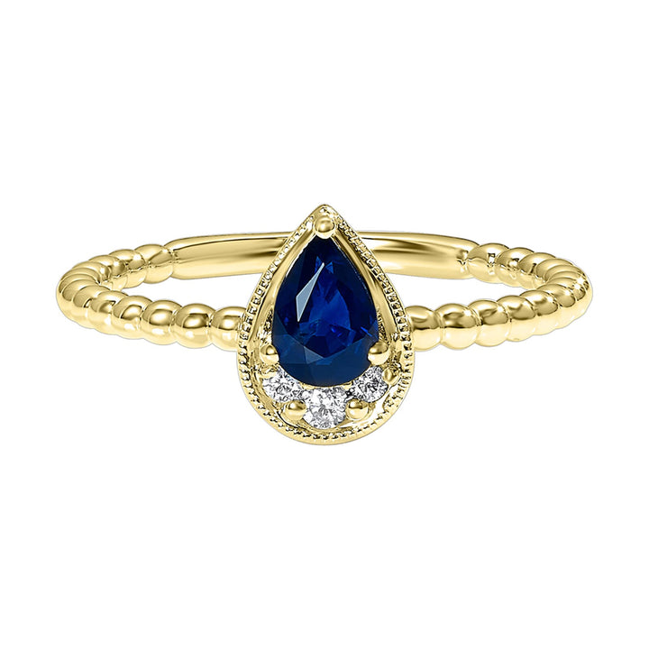 14Kt Yellow Gold Diamond 1/20Ctw & Sapphire 1/2Ctw Ring