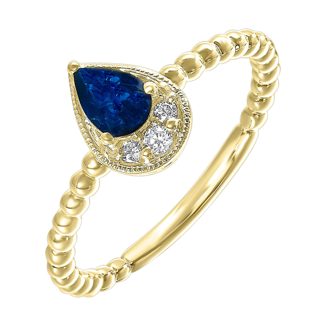14Kt Yellow Gold Diamond 1/20Ctw & Sapphire 1/2Ctw Ring