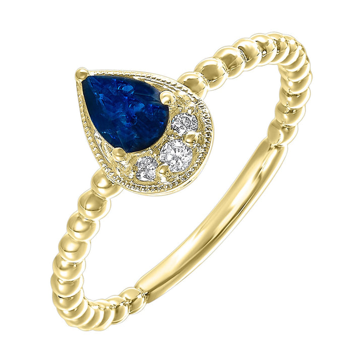 14Kt Yellow Gold Diamond 1/20Ctw & Sapphire 1/2Ctw Ring