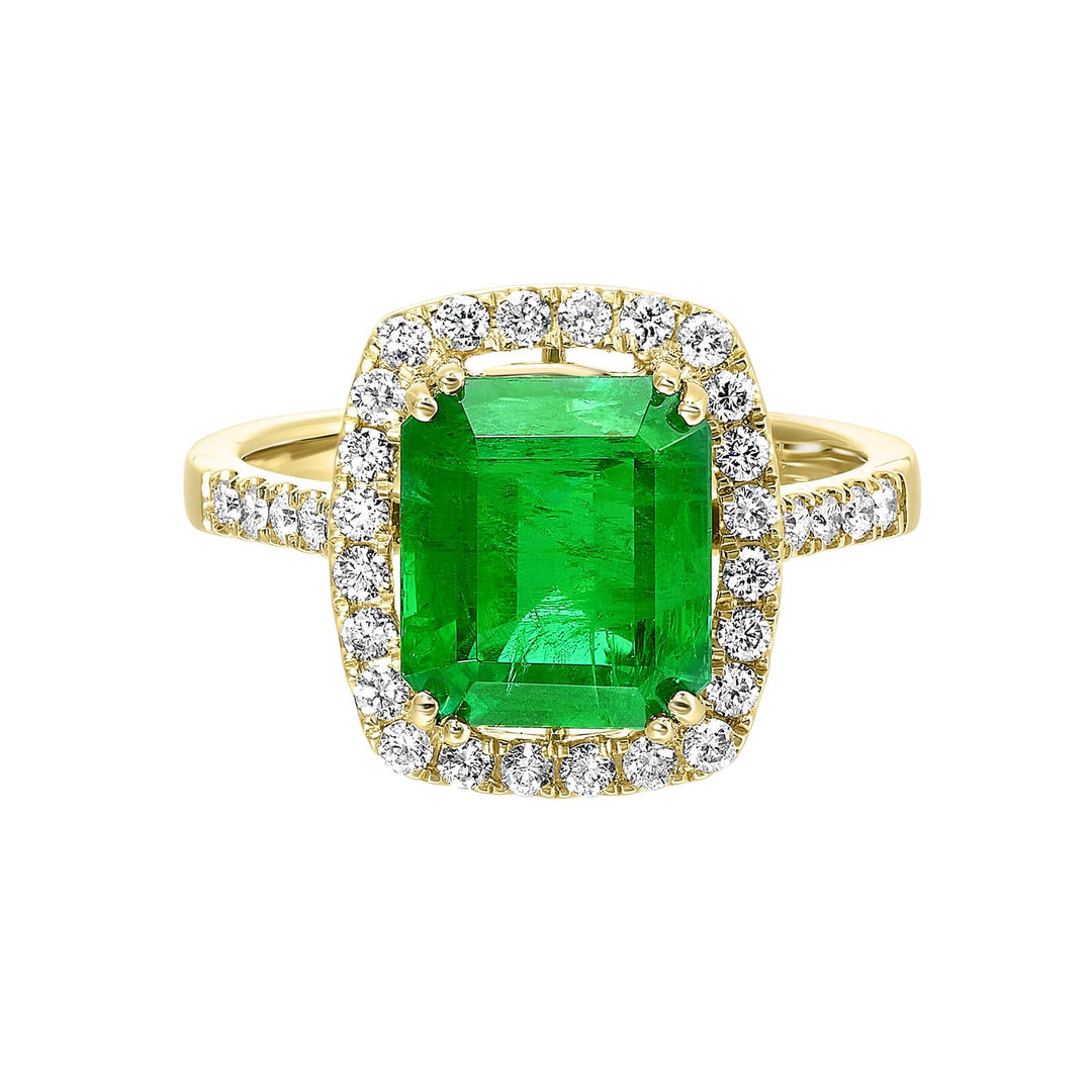 14Kt Yellow Gold Diamond 3/8Ctw & Emerald 3 5/6Ctw Ring