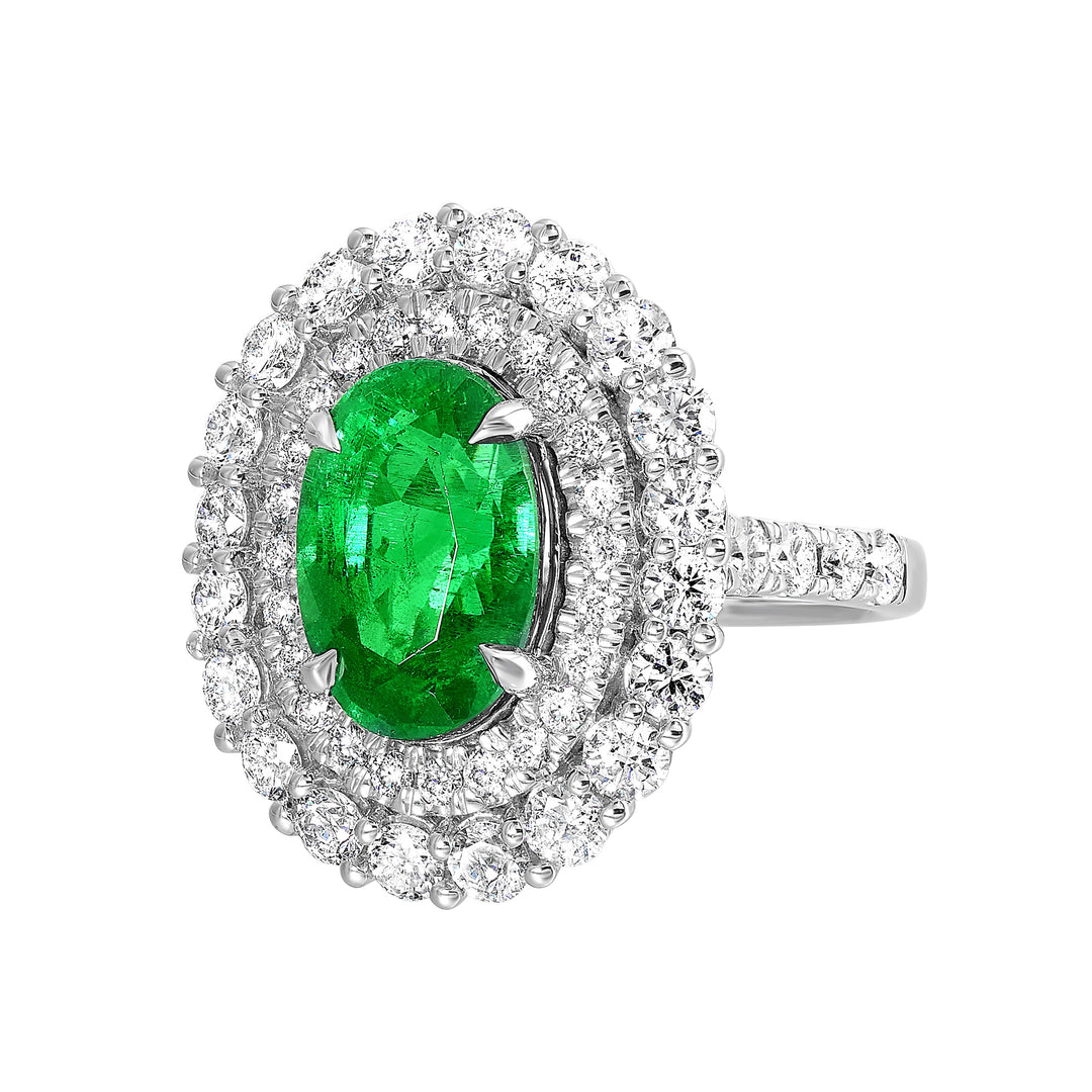14Kt White Gold Diamond 2 1/5Ctw & Emerald 4 1/2Ctw Ring