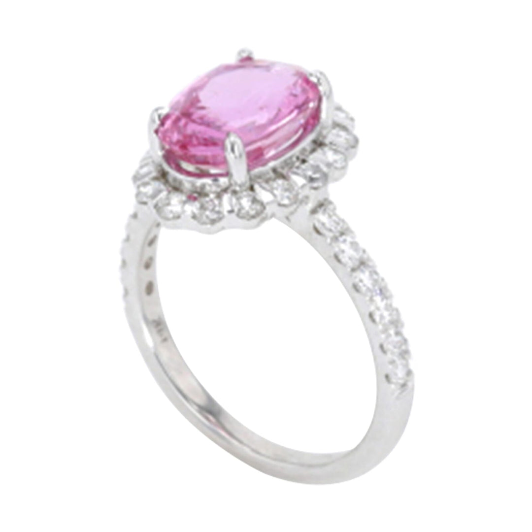 14Kt White Gold Diamond 3/4Ctw & Padparadscha 3 3/4Ctw Ring