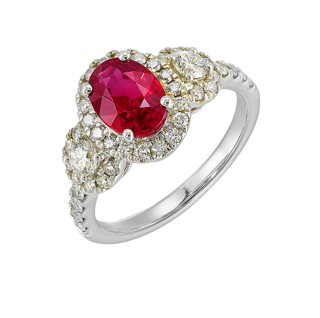14Kt White Gold Diamond 3/4Ctw & Ruby 1 3/4Ctw Ring