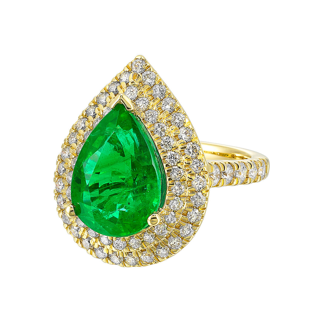14Kt Yellow Gold Diamond 1 1/6Ctw & Emerald 4 1/2Ctw Ring
