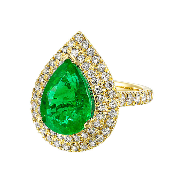 14Kt Yellow Gold Diamond 1 1/6Ctw & Emerald 4 1/2Ctw Ring
