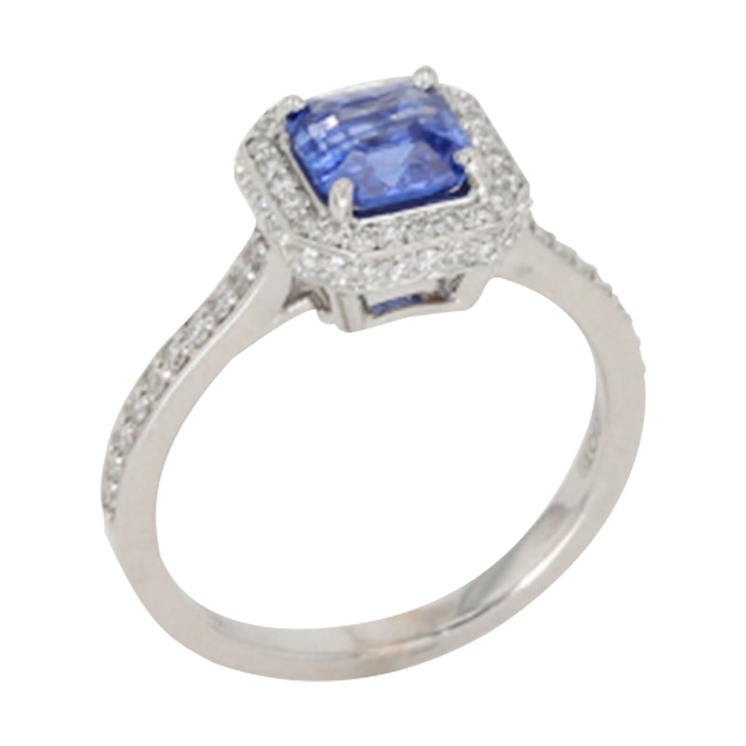 14Kt White Gold Diamond 3/8CTW & Sapphire 1 1/8CTW Ring