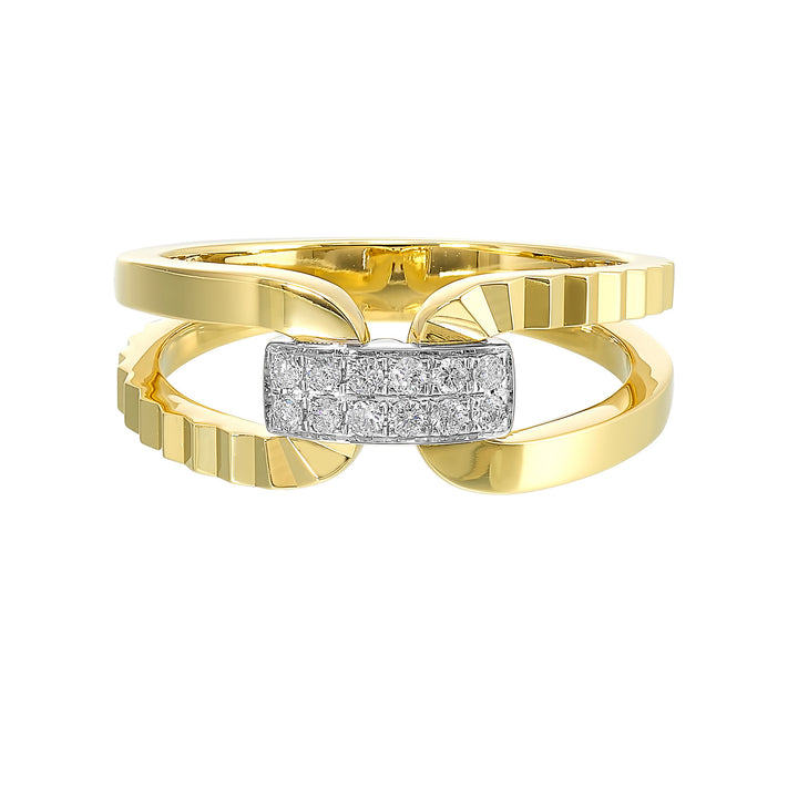 14Kt White Yellow Gold Diamond 1/10Ctw Ring