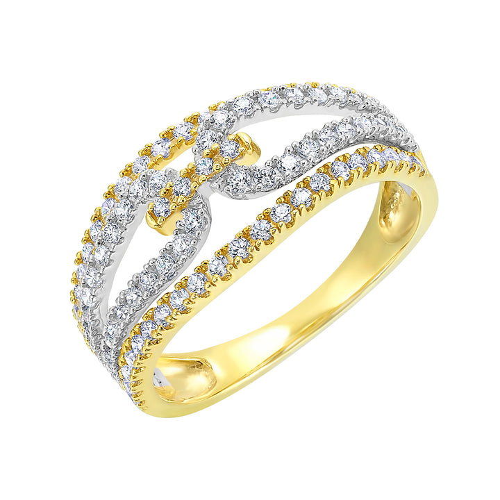 10Kt White Yellow Gold Diamond 3/4Ctw Ring