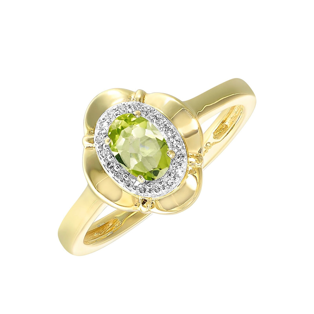 10Kt Yellow Gold Diamond 1/15Ctw & Peridot 1/2Ctw Ring