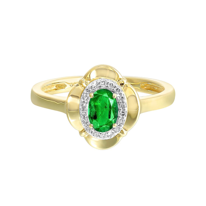 10Kt Yellow Gold Diamond 1/15Ctw & Emerald 3/8Ctw Ring