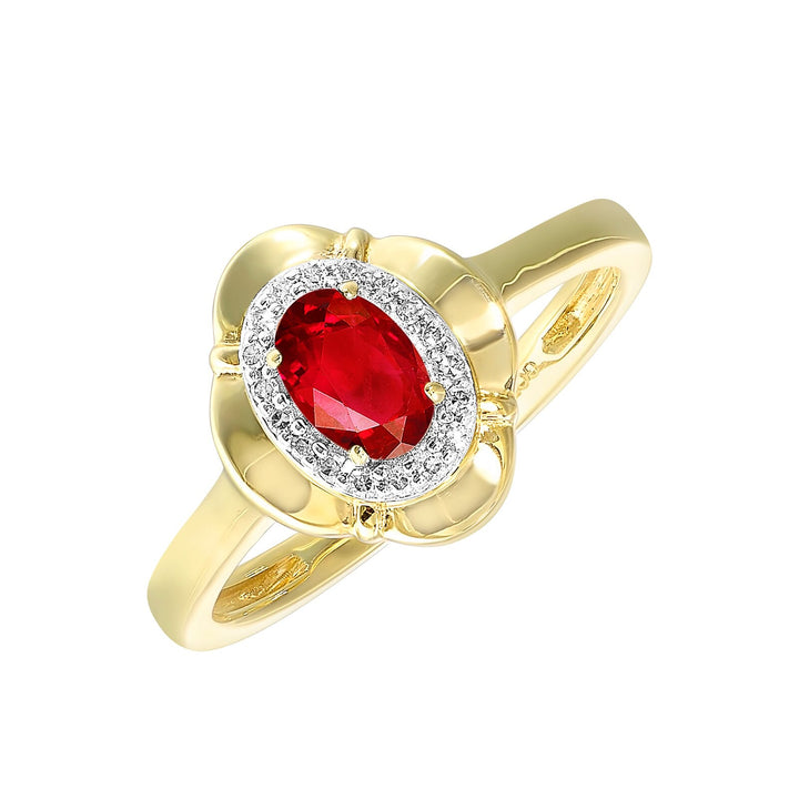 10Kt Yellow Gold Diamond 1/15Ctw & Garnet 1/2Ctw Ring