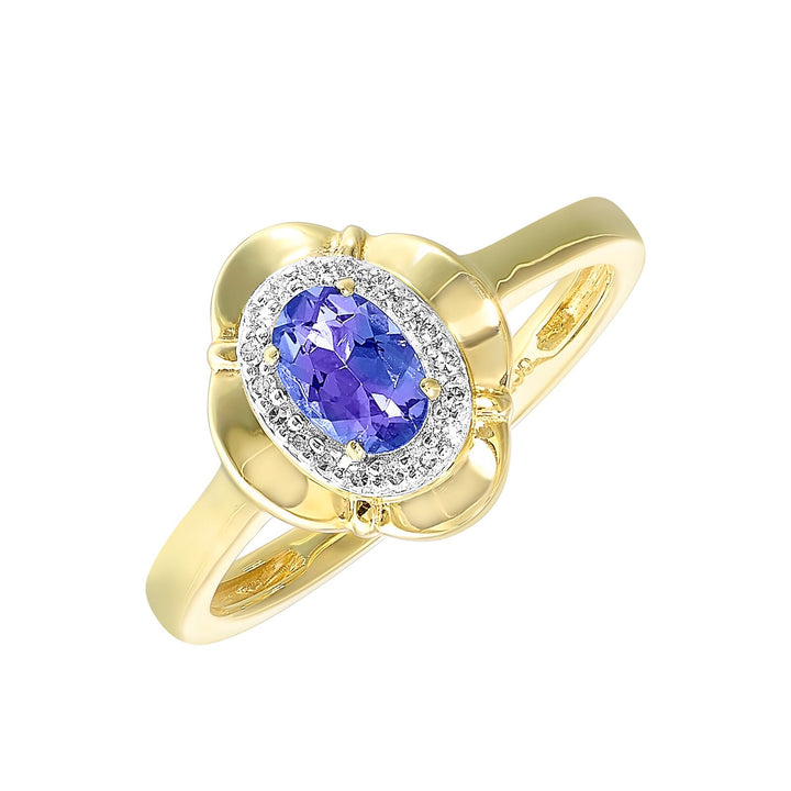 10Kt Yellow Gold Diamond 1/15Ctw & Syn Alexandrite 1/2Ctw Ring