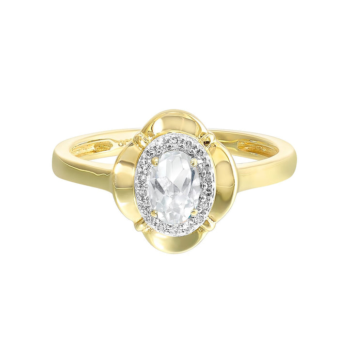10Kt Yellow Gold Diamond 1/15Ctw & White Topaz 5/8Ctw Ring