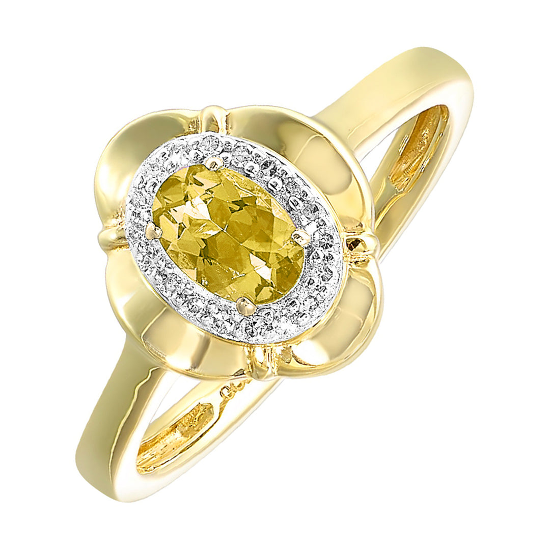10Kt Yellow Gold Diamond 1/15Ctw & Citrine 3/8Ctw Ring