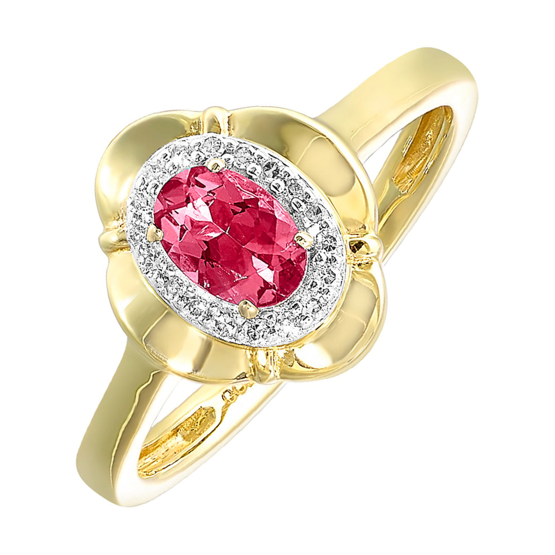 10Kt Yellow Gold Diamond 1/15Ctw & Ruby 1/2Ctw Ring