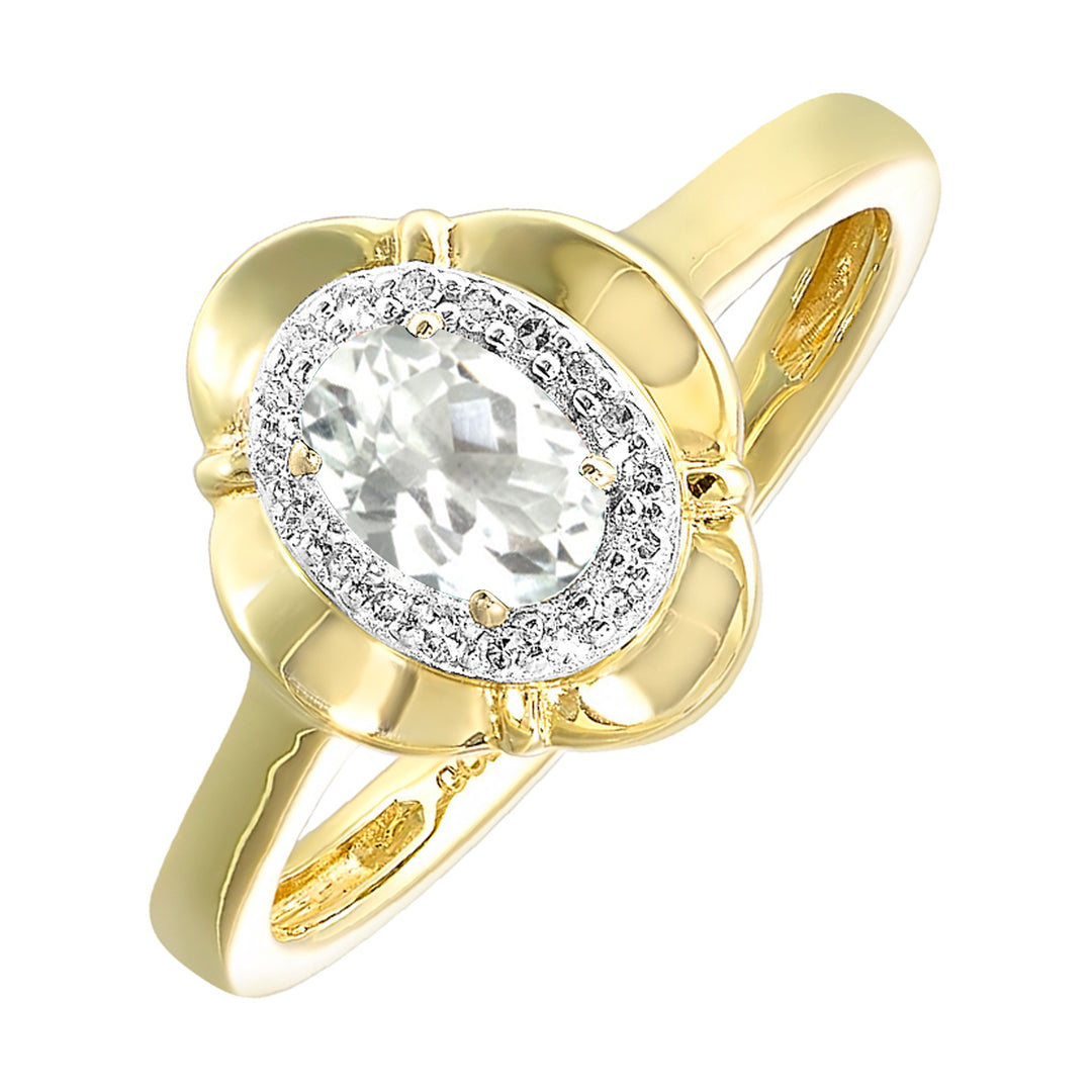 10Kt Yellow Gold Diamond 1/15Ctw & White Topaz 5/8Ctw Ring