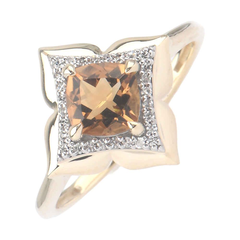 10Kt Yellow Gold Diamond 1/10Ctw & Citrine 7/8Ctw Ring