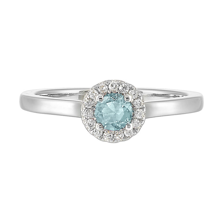 10Kt White Gold Diamond 1/12Ctw & Aquamarine 1/4Ctw Ring