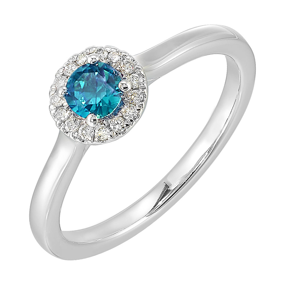 10Kt White Gold Diamond 1/12Ctw & Blue topaz 1/3Ctw Ring