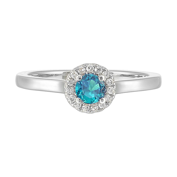 10Kt White Gold Diamond 1/12Ctw & Blue topaz 1/3Ctw Ring