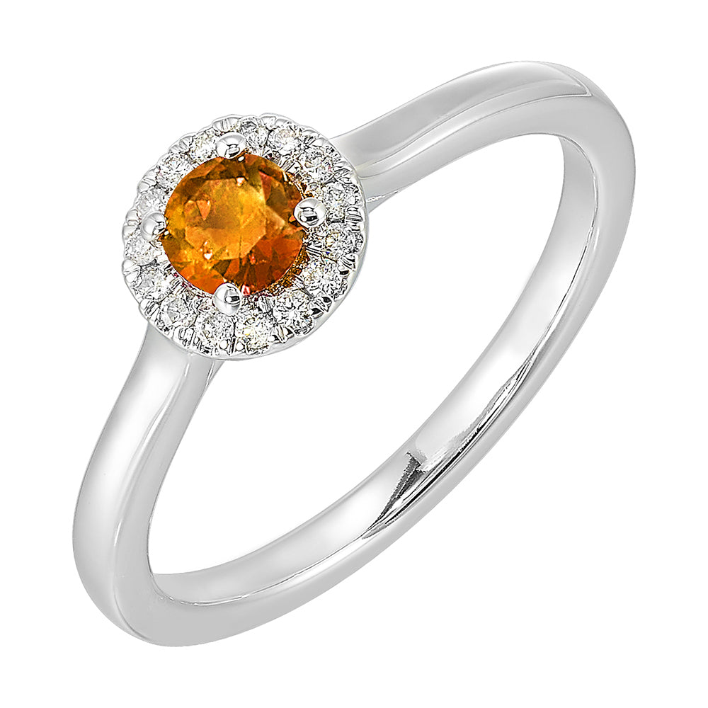10Kt White Gold Diamond 1/12Ctw & Citrine 1/3Ctw Ring