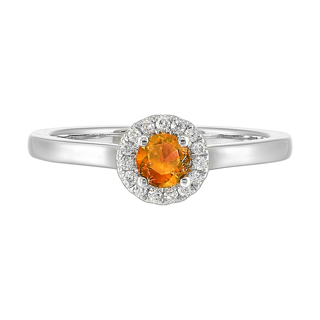 10Kt White Gold Diamond 1/12Ctw & Citrine 1/3Ctw Ring