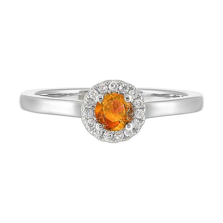 10Kt White Gold Diamond 1/12Ctw & Citrine 1/3Ctw Ring