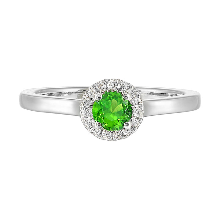 10Kt White Gold Diamond 1/12Ctw & Created Emerald 1/4Ctw Ring