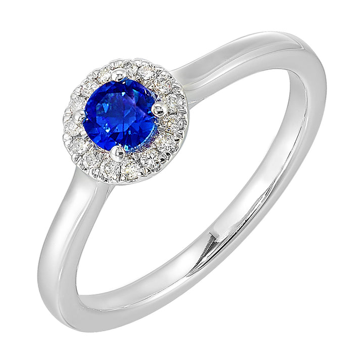 10Kt White Gold Diamond 1/12Ctw & Created Sapphire 1/3Ctw Ring