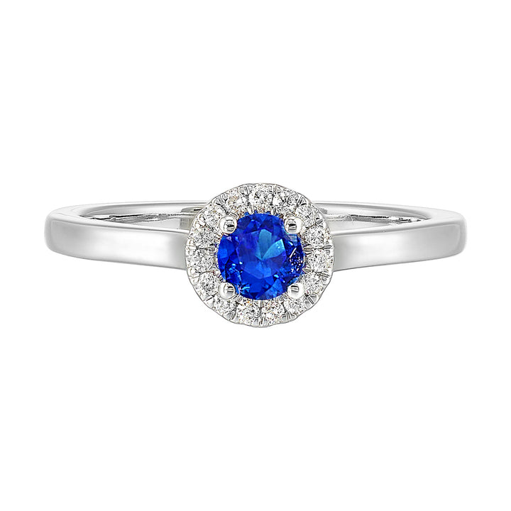 10Kt White Gold Diamond 1/12Ctw & Created Sapphire 1/3Ctw Ring