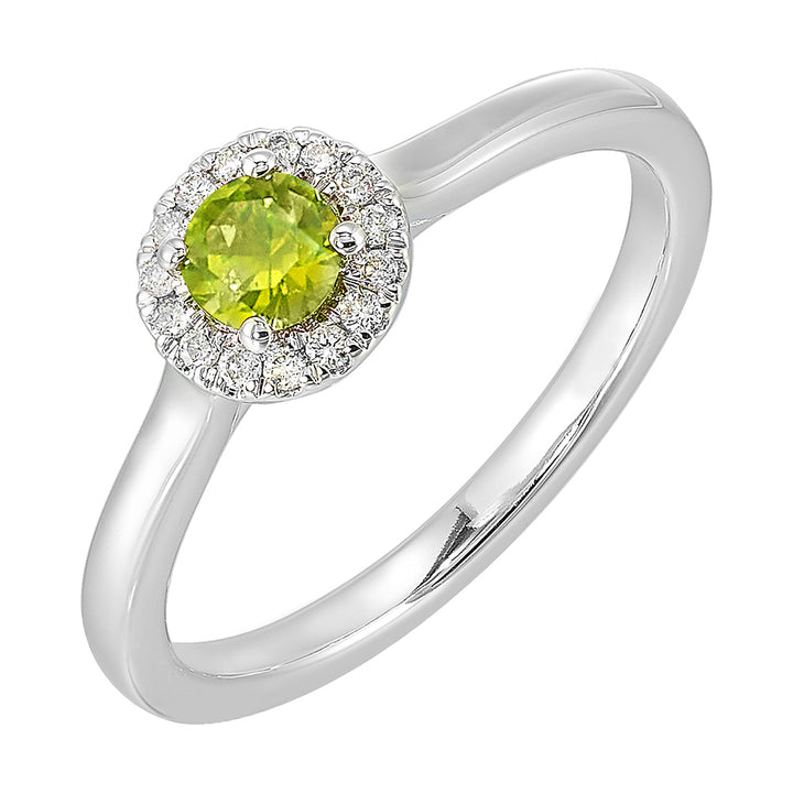 10Kt White Gold Diamond 1/12Ctw & Peridot 1/4Ctw Ring