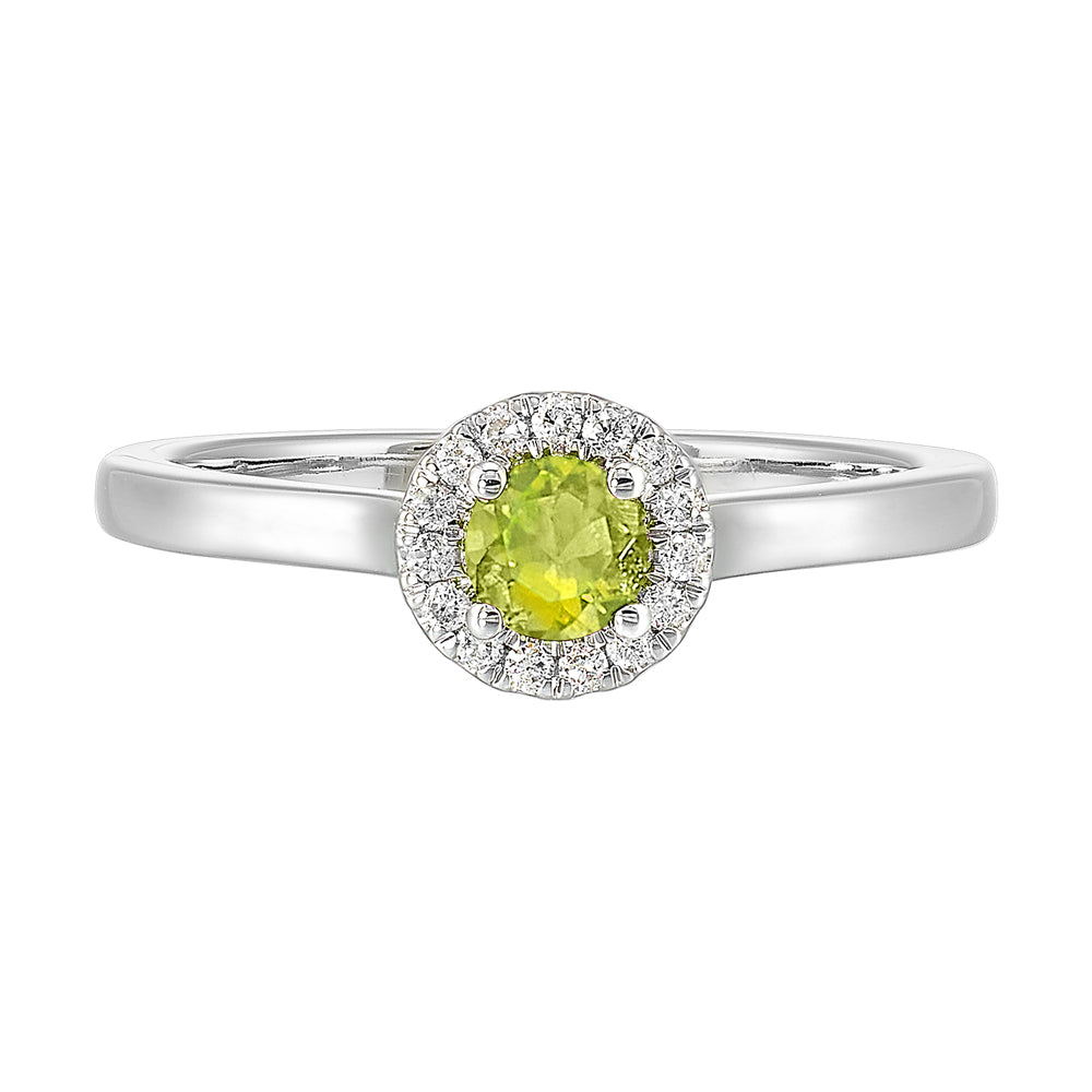 10Kt White Gold Diamond 1/12Ctw & Peridot 1/4Ctw Ring