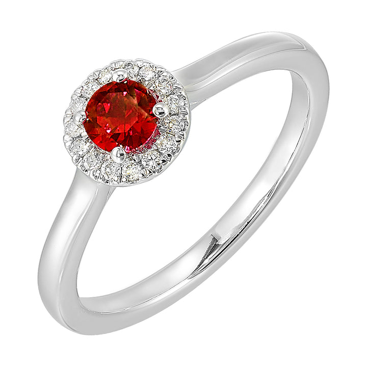 10Kt White Gold Diamond 1/12Ctw & Garnet 1/3Ctw Ring