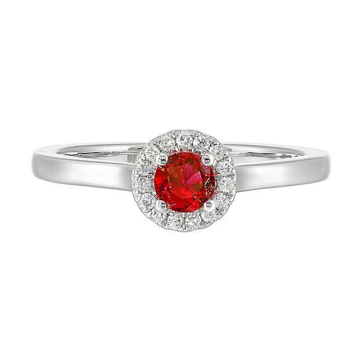 10Kt White Gold Diamond 1/12Ctw & Garnet 1/3Ctw Ring