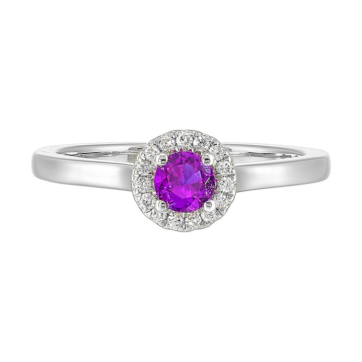 10Kt White Gold Diamond 1/12Ctw & Amethyst 1/4Ctw Ring