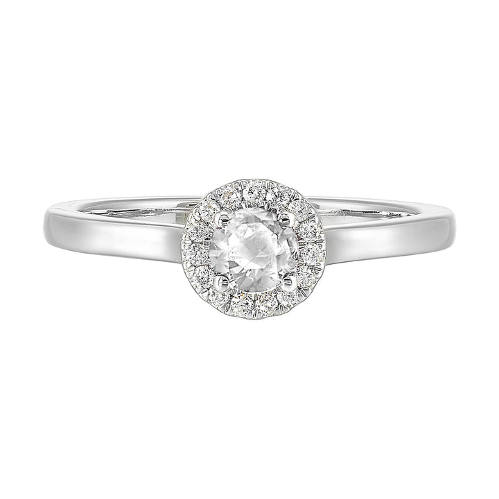 10Kt White Gold Diamond 1/12Ctw & White Topaz 1/3Ctw Ring