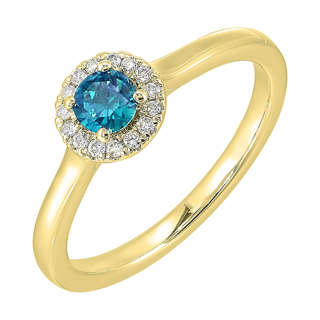 10Kt White Gold Diamond 1/12Ctw & Blue topaz 1/3Ctw Ring