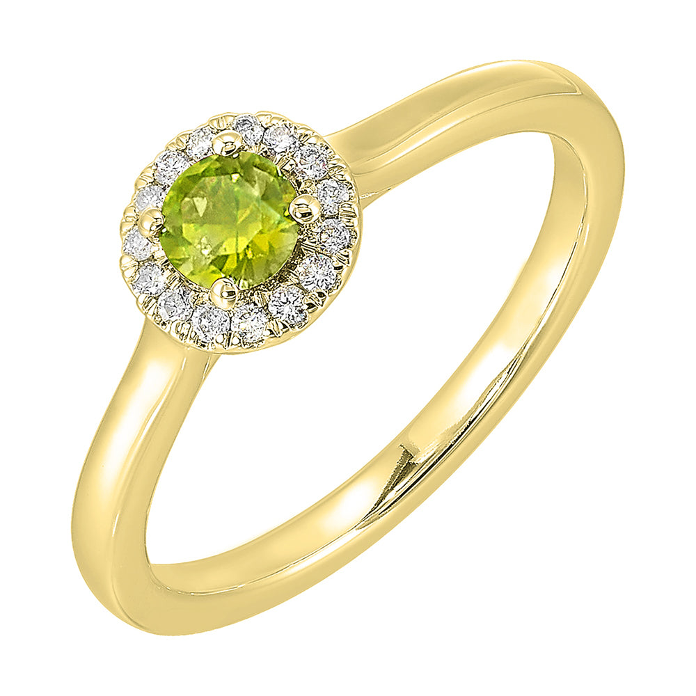 10Kt Yellow Gold Diamond 1/12Ctw & Peridot 1/4Ctw Ring