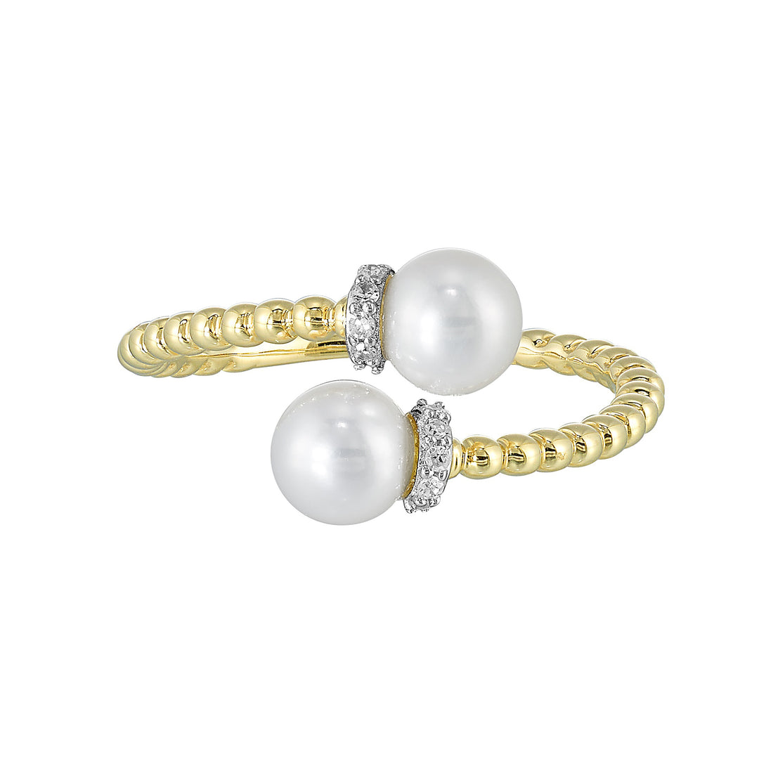 10Kt Yellow Gold Diamond 1/20Ctw & Pearl Ring