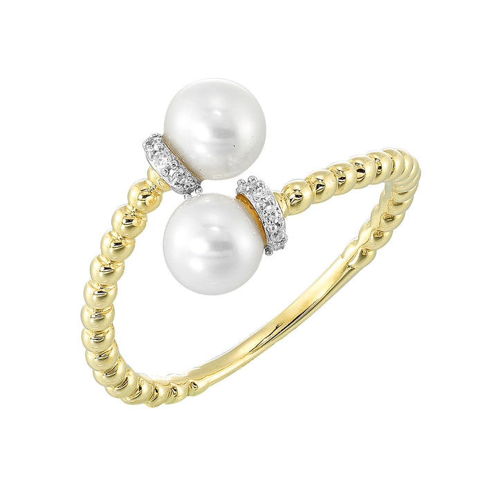 10Kt Yellow Gold Diamond 1/20Ctw & Pearl Ring