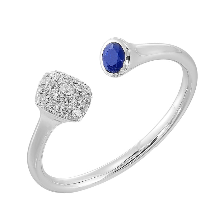 14Kt White Gold Diamond 1/10Ctw & Sapphire 1/5Ctw Ring