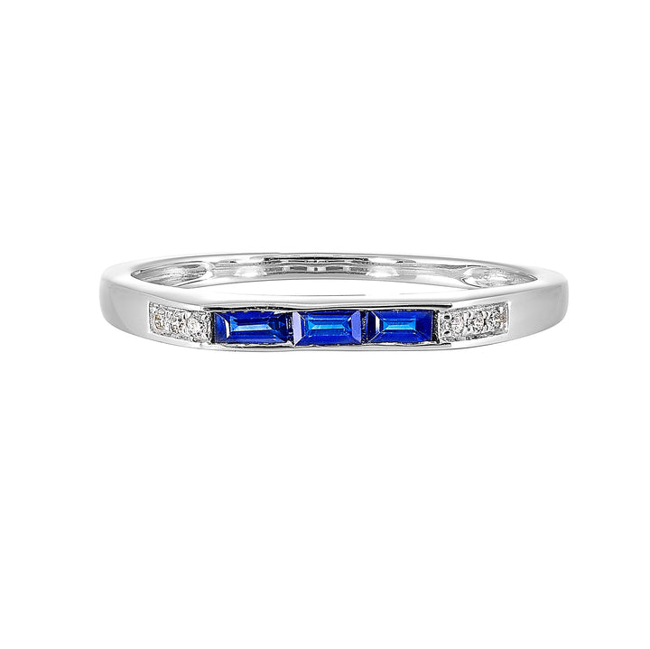 14Kt White Gold Diamond 1/50Ctw & Sapphire 1/8Ctw Ring