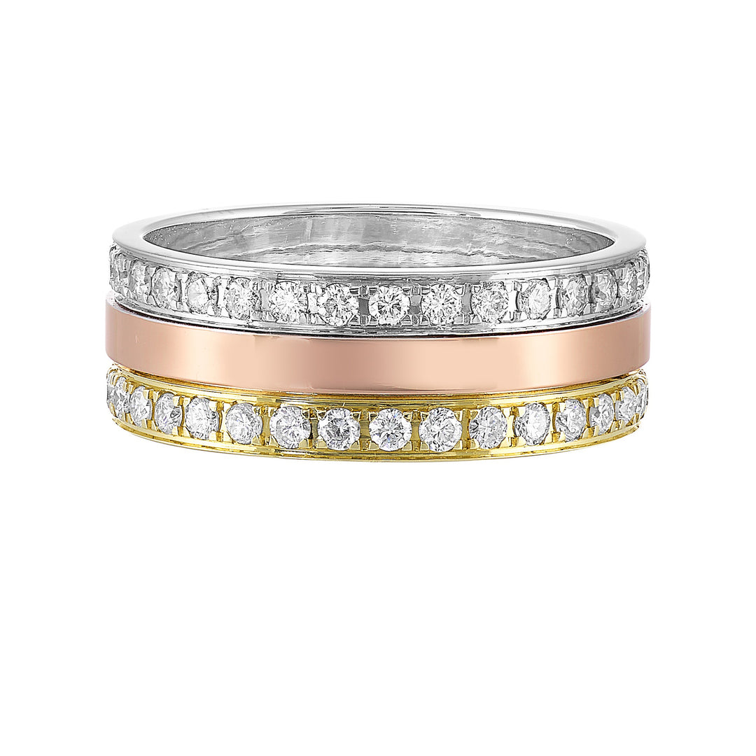 14Kt Tricolor Diamond 1Ctw Ring