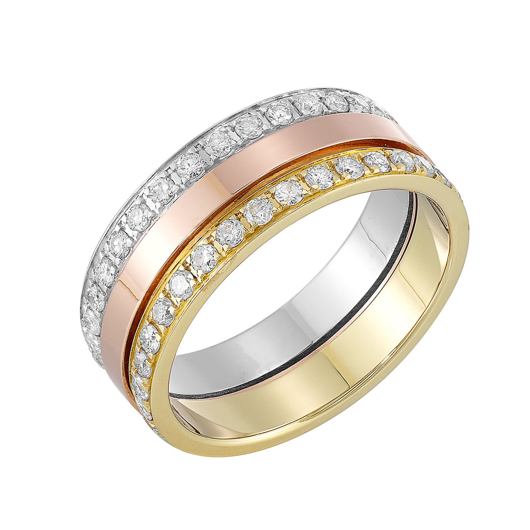 14Kt Tricolor Diamond 1Ctw Ring