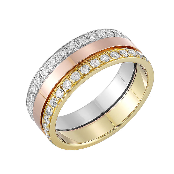 14Kt Tricolor Diamond 1Ctw Ring