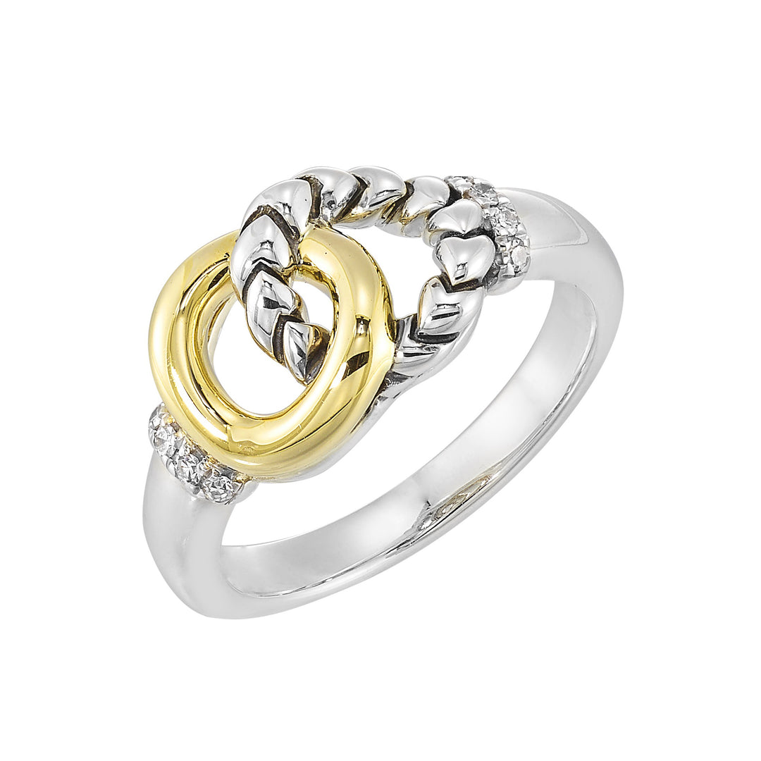 Gold Silver White Yellow Diamond 1/20Ctw Ring