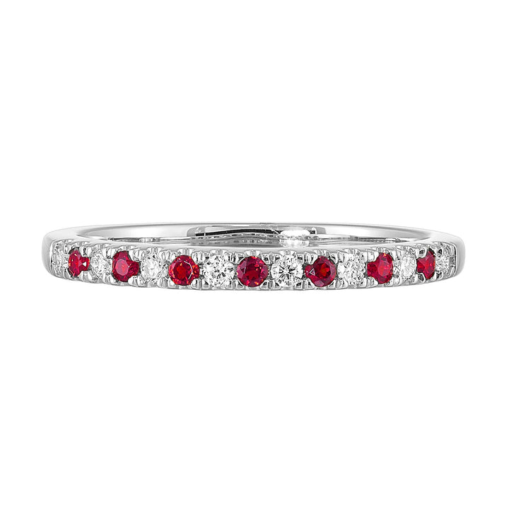 10Kt White Gold Diamond 1/8Ctw & Ruby 1/7Ctw Ring