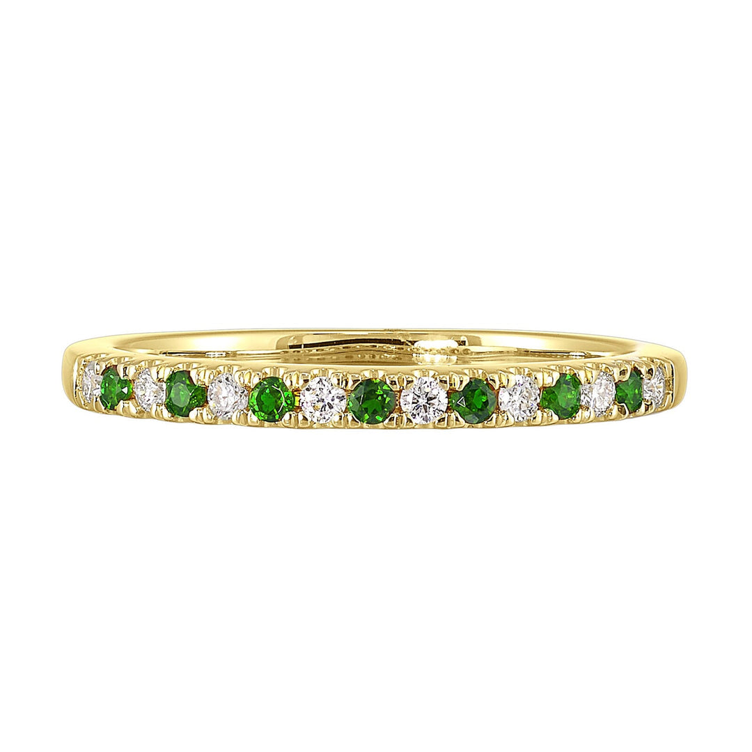 10Kt Yellow Gold Diamond 1/8Ctw & Emerald 1/10Ctw Ring